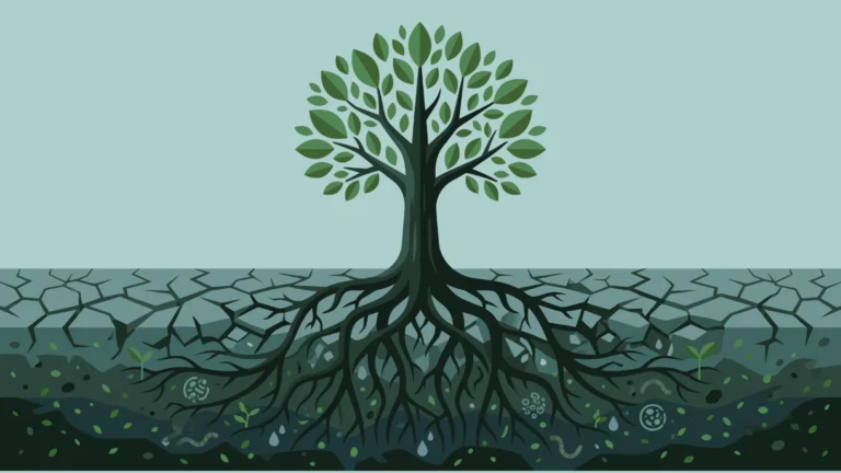 Árbol con raíces profundas que ilustra el contenido orgánico que es: un activo que crece con el tiempo si se aplica una estrategia de marketing de contenidos valiéndose para ellos de profesionales como los que trabajan en SeoExit Argentina.